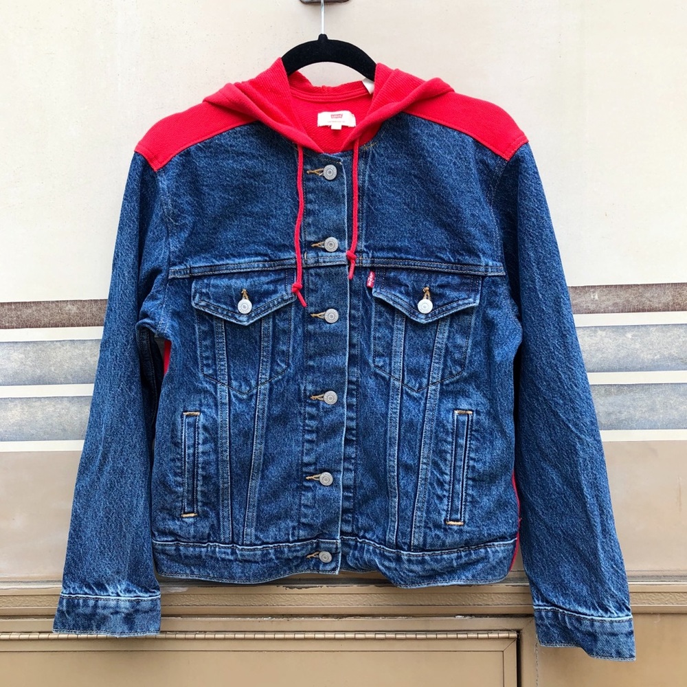 LEVI’S Hooded Hybrid Trucker Jean Jacket S L XL
